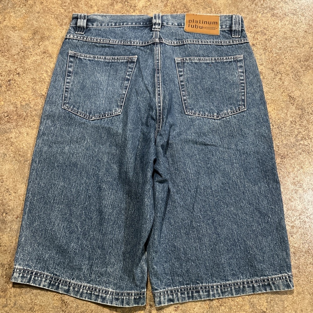 Vintage Y2k Platinum Fubu Jorts Size 34 Baggy Wide Skater Grunge Hip Hop